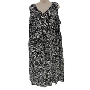 Old Navy Sleeveless Dress Black White Print Tie Waist Plus‎ SZ 3X animal print
